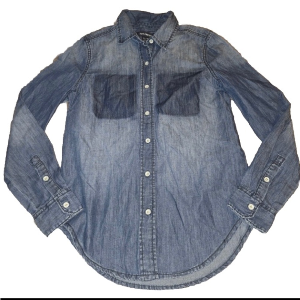 Joe Fresh Denim Button Down Womens SP Blue Jean Chambray Blouse